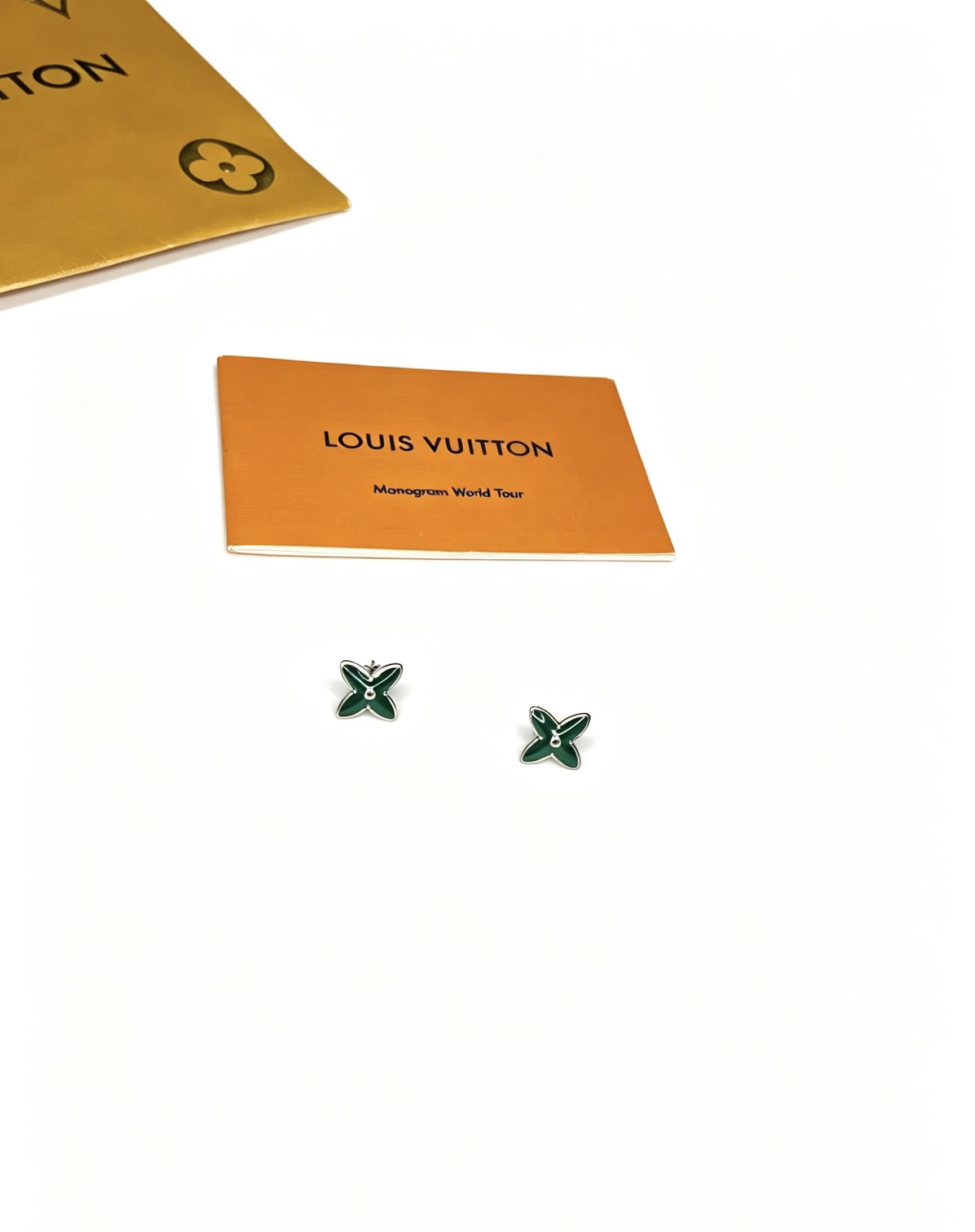 Louis Vuitton Green Enamel Earrings